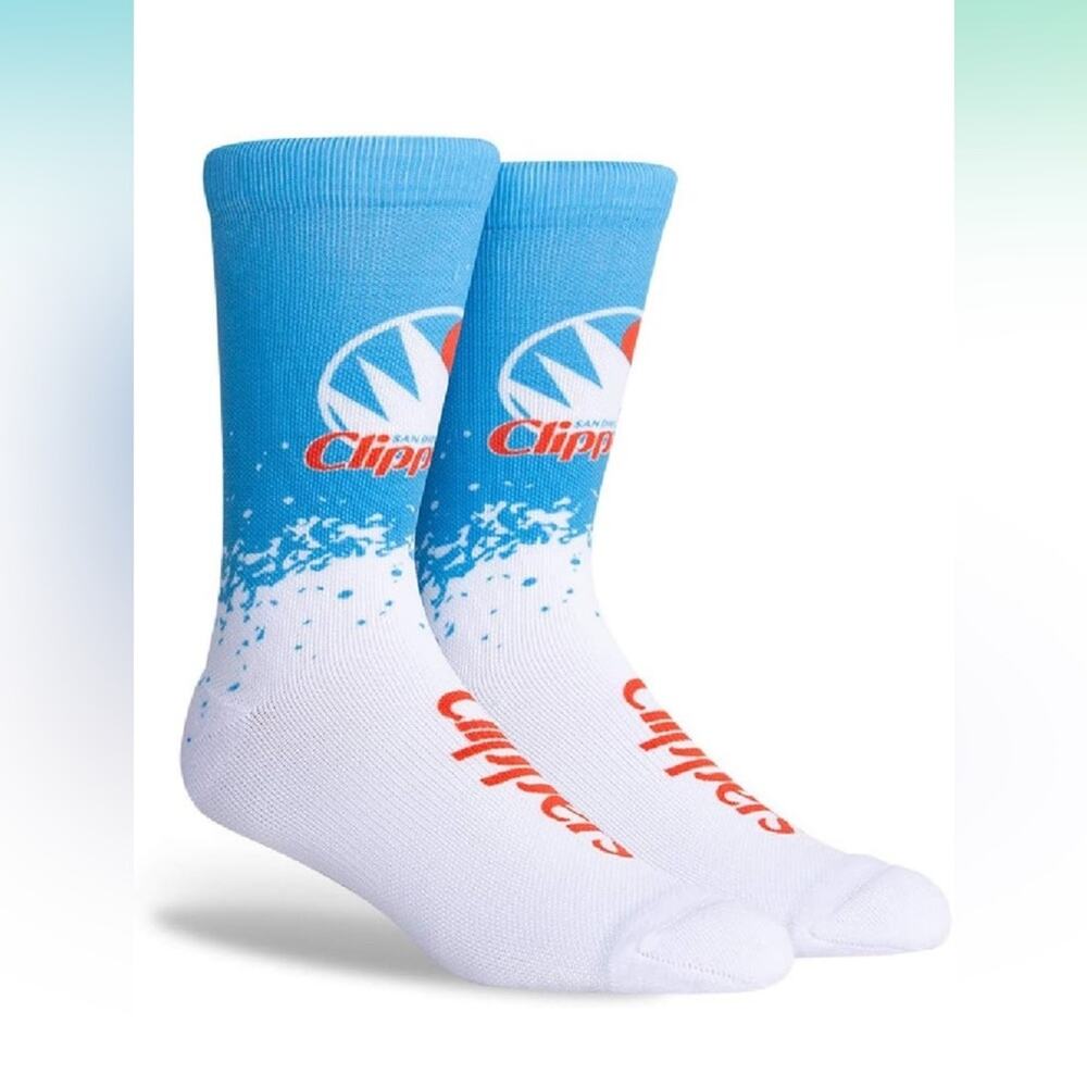 NBA Los Angeles Clippers HWC Blue Crew Socks PKWY San Diego Logo Mens L 6-12 NWT